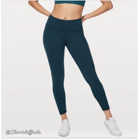 EXCELLENT Lululemon In Movement 7/8 High-Rise Tight 25" Leggings Blue Nile 4 - Picture 1 of 11